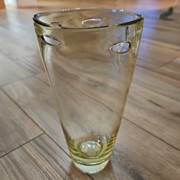 MCM Abstract 10.5" Art Glass Vase SAGE GREEN Wavy Dimpled Pinched Cutouts Pontil - Picture 4 of 7